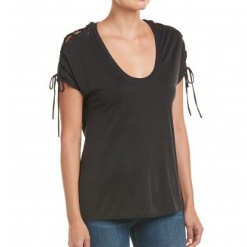 BCBG MaxAzria Vintage Black Lace Up Shoulders